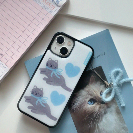 Eppah Skyblue Ribbon Cat Case (Epoxy bumper/Glass/Magsafe)