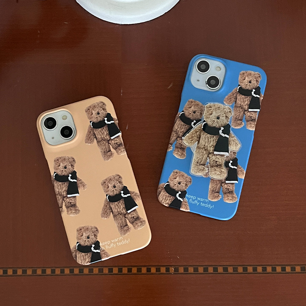 Pattern Winter Fluffy Teddy Phone Case (Hard/Card Storage)