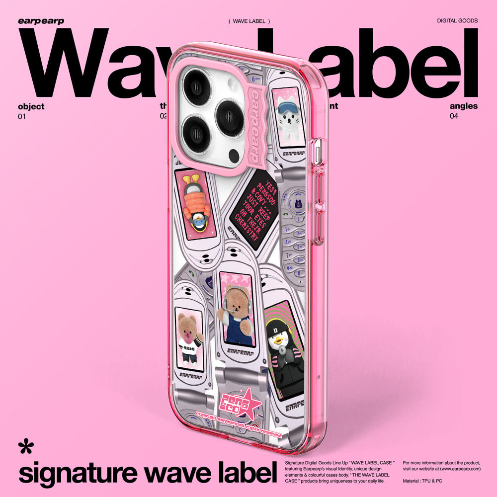 【EARP EARP X PENGSOO】PENGCO FEATURE PHONE-PINK (Wave Label Clear Case)