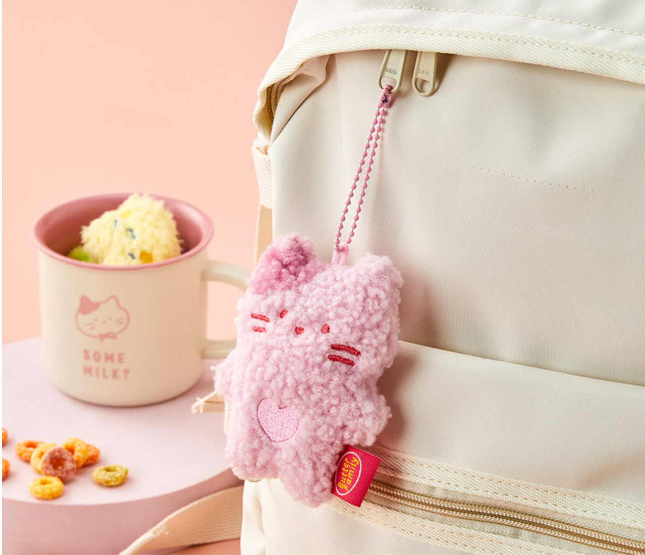 Butter Shop Curly Milk Cat Keyring (4色)