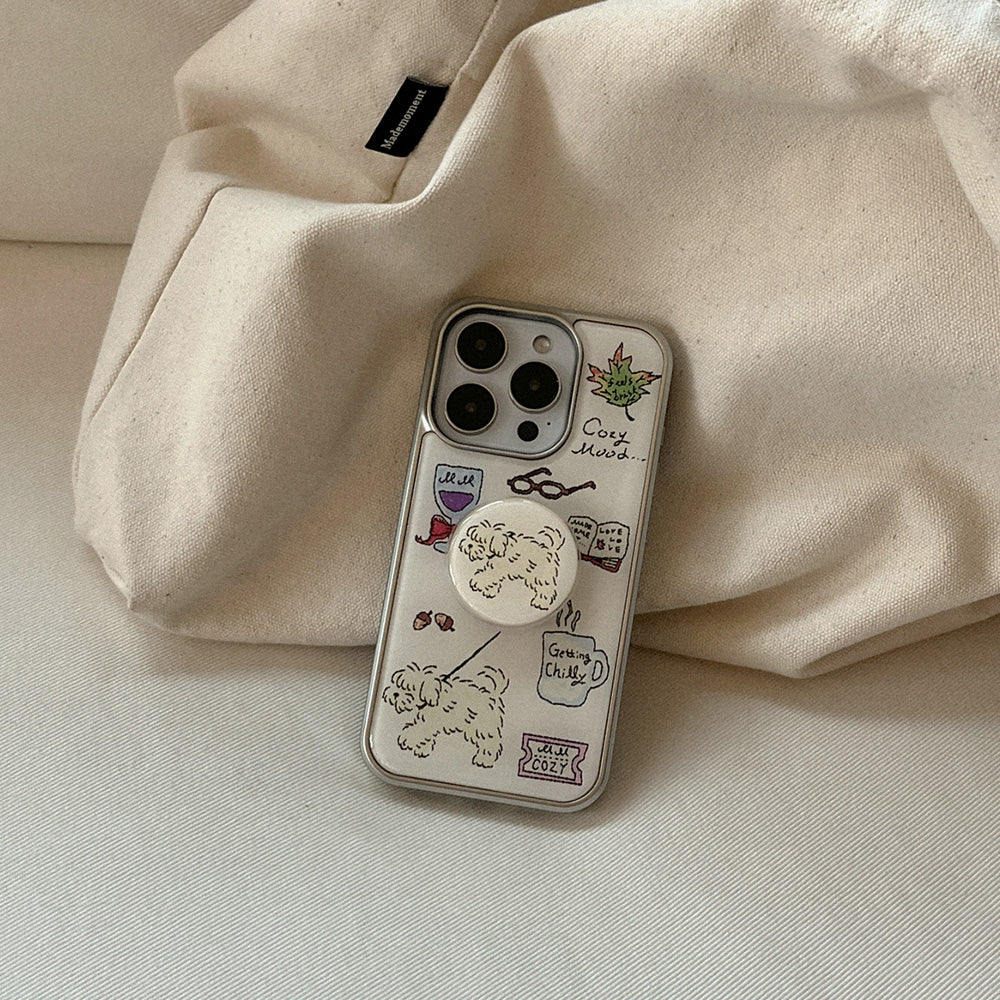 Cozy Drawing Pattern Phone Case (Silver bumper case)