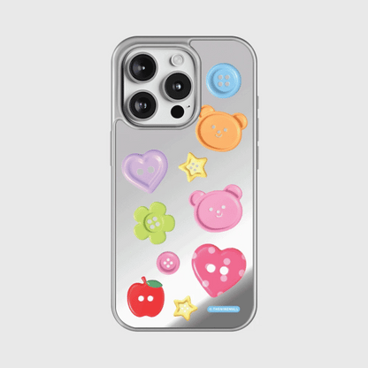 Cherished Button Pattern Phone Case (Mirror silver bumper case)