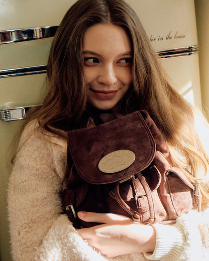 Lotsyou Nostalgia Chubby Backpack Brown