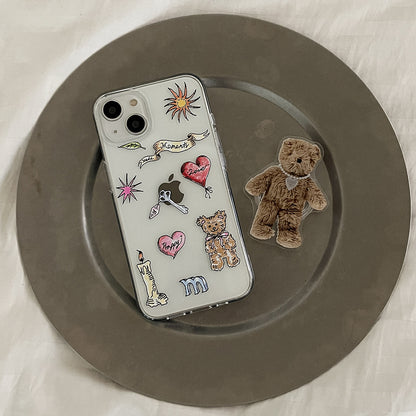 Vintage Drawing Pattern Phone Case (Clear/Tank 透明/透明Tank款)