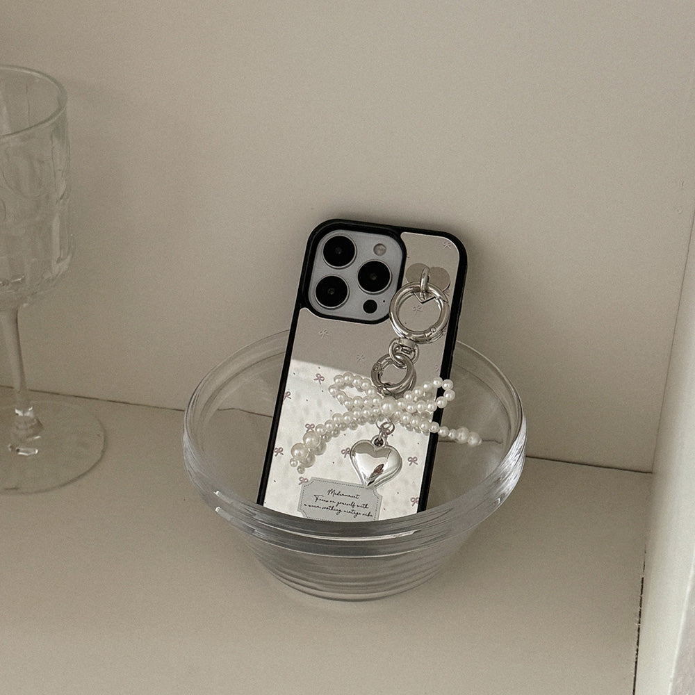 【Set】Small Ribbon Pattern (Mirror Bumper Case)+Tag Holder+Keyring