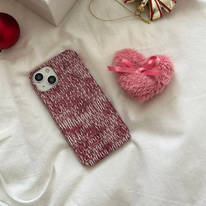 Hairy Pink Knit Phone Case (Hard/Card Storage)