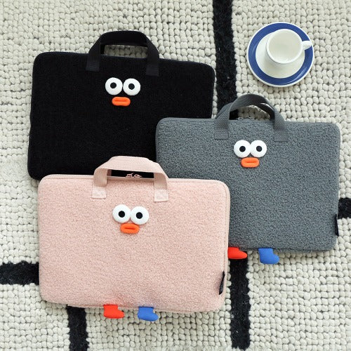 Romane Brunch Brother Pompom Boucle 13 inch Handle Notebook Pouch (3 Colors) 毛毛款