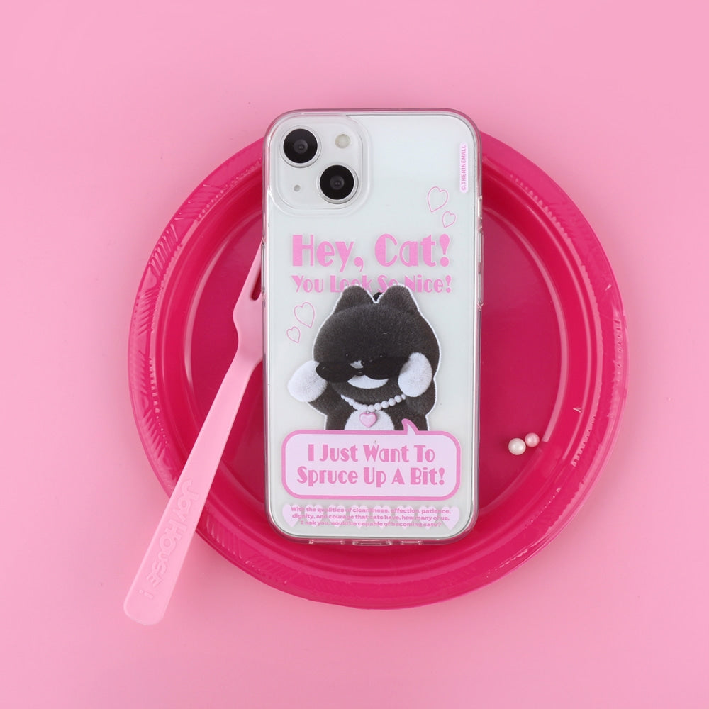 Heart Pendant Hey Cat Phone Case (Clear/Tank Clear 透明/透明Tank款