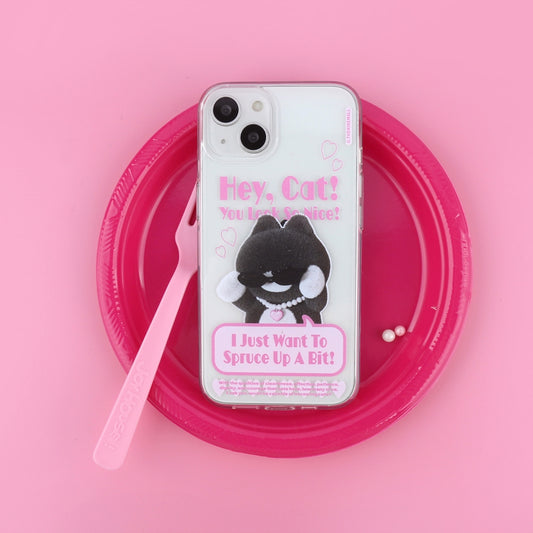 Heart Pendant Hey Cat Phone Case (Clear/Tank Clear 透明/透明Tank款