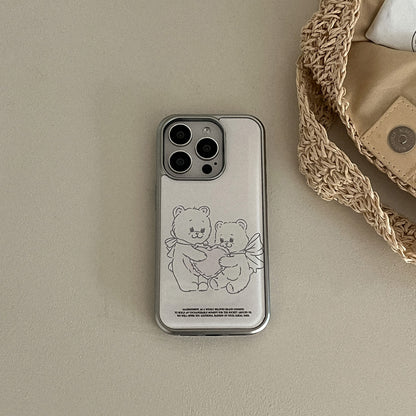 Vintage Heart Bear Phone Case (Silver bumper case)