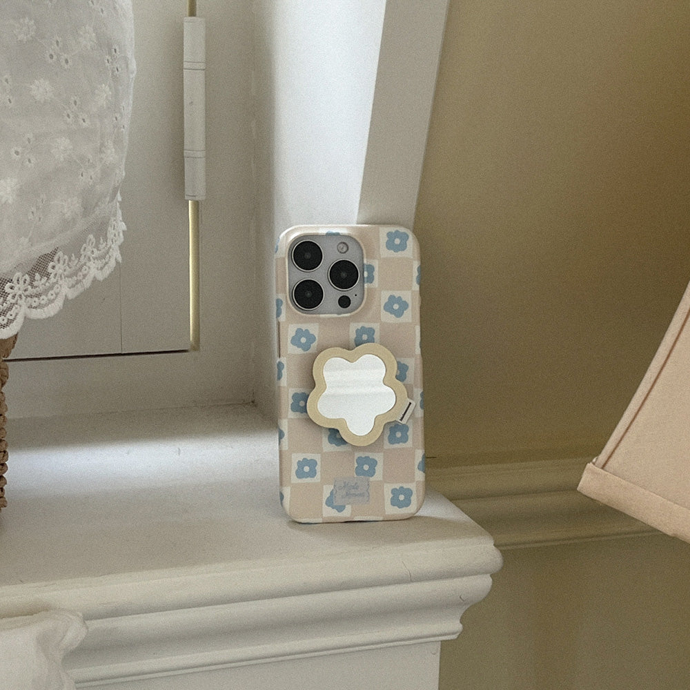 Floral Check Phone Case (Hard/Card Storage/Magsafe) (4色)