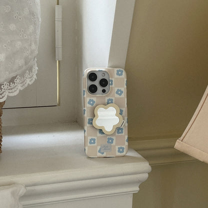 Floral Check Phone Case (Hard/Card Storage/Magsafe) (4色)