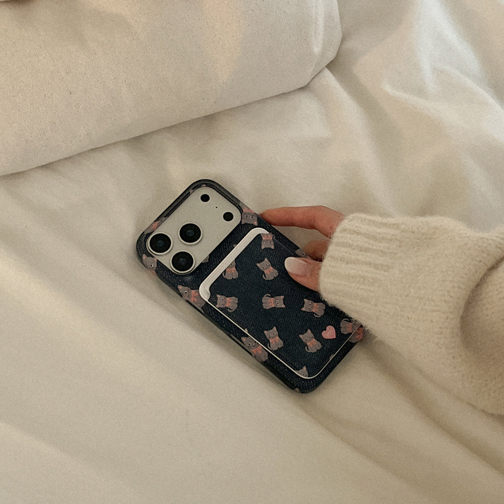 Denim Cat Phone Case (Hard/Card Storage/Magsafe)