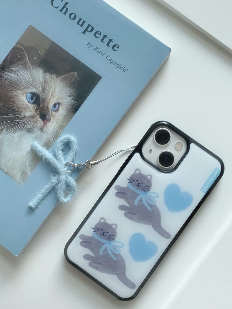 Eppah Skyblue Ribbon Cat Case (Epoxy bumper/Glass/Magsafe)