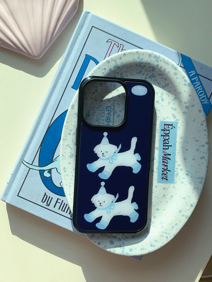 Eppah Winter Knit Maltese (Pink/Navy) Case (Epoxy bumper/Glass/Magsafe)