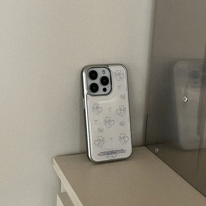 Vintage Heart Bear Phone Case (Silver bumper case)