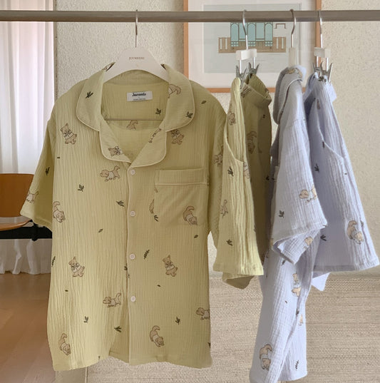 Juuneedu Mocha Cotton Short Sleeves Pajamas (2色) 短袖睡衣