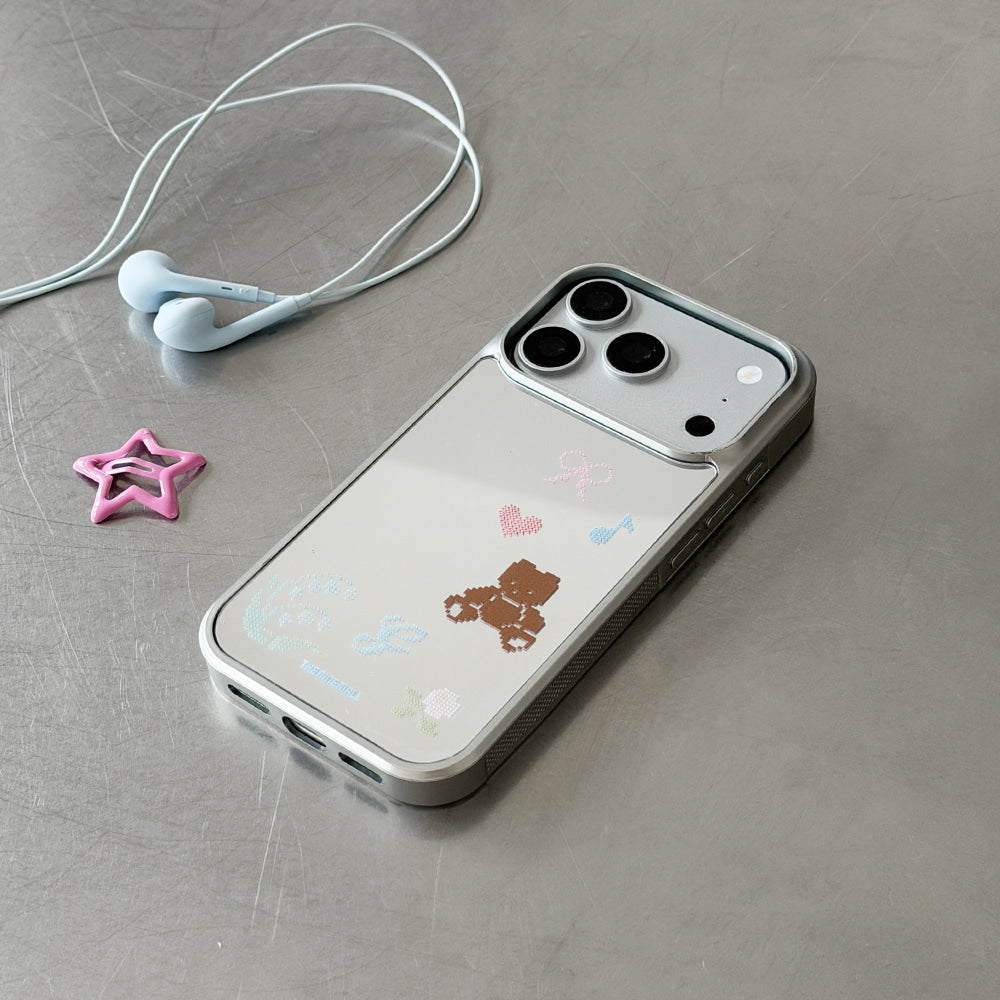 Gummy Cross Stitch Phone Case (Mirror silver bumper case)