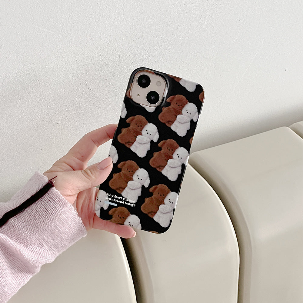 Pattern Hug Puppy Phone Case (Hard/Card Storage) (2色)