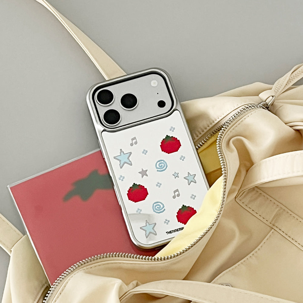 Tomato Pixel Phone Case (Mirror silver bumper case)