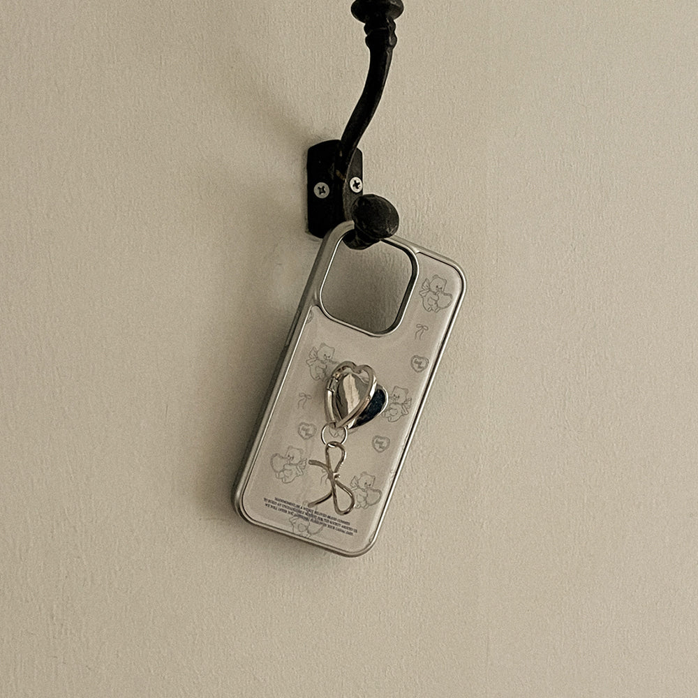 【Set】Vintage Heart Bear (Silver Bumper Case)+指環扣