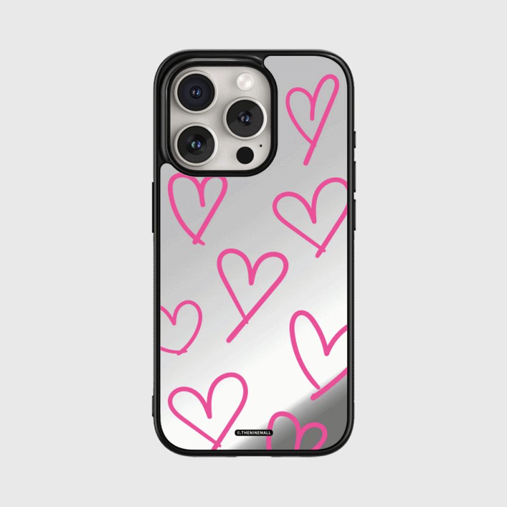 Line heart pattern (Mirror bumper case) (2色)