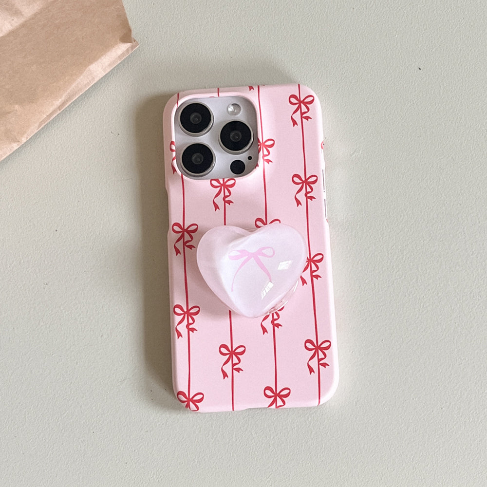 Line Ribbon Pattern Phone Case (Hard/Card Storage) (4色)