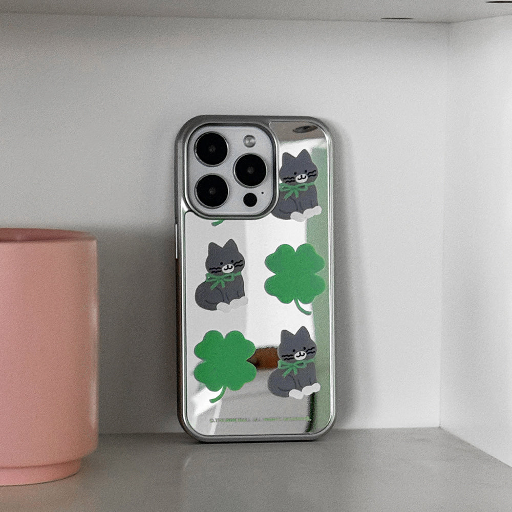 Clover Hey Cat Pattern Phone Case (Mirror silver bumper case)