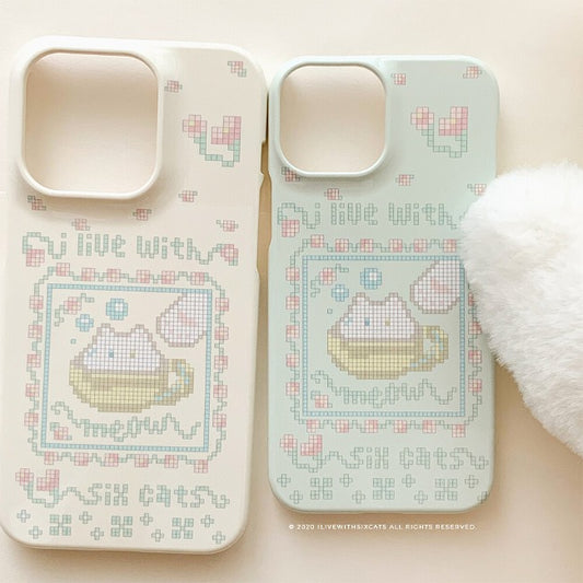 I live with six cats meow teahouse phone case (Hard 硬殼)