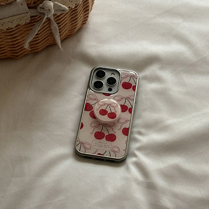 Ribbon Cherry Phone Case (Silver bumper case)