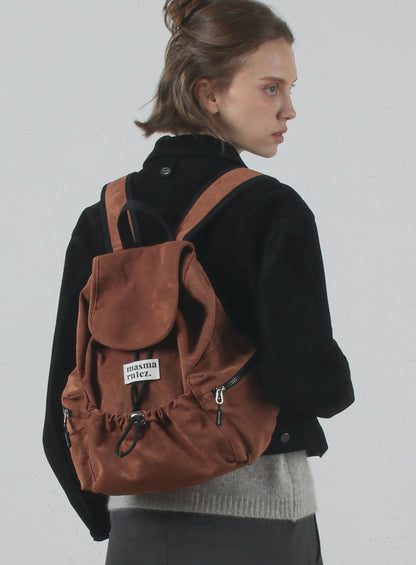 Masmarulez Mini ver. Suede flap backpack _ Brown
