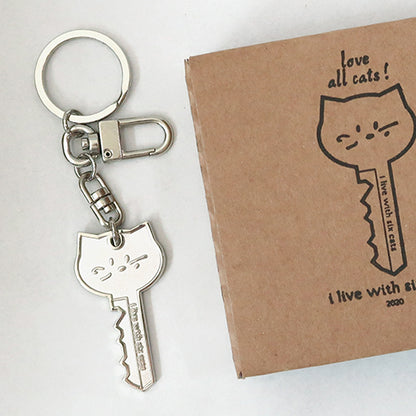 I live with six cats keyring -love all cats!