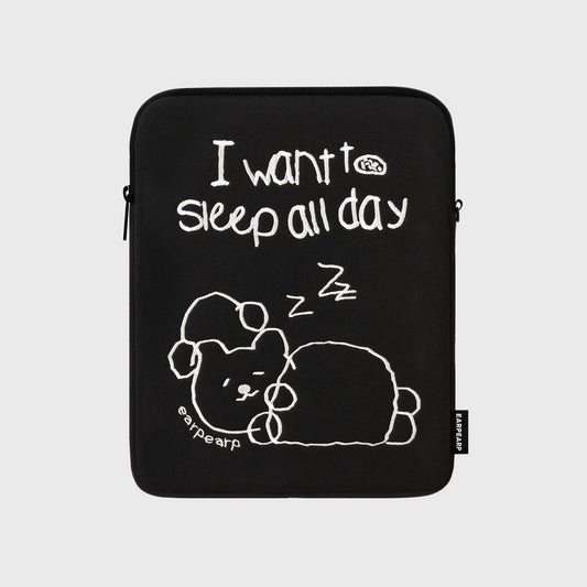 I WANT TO SLEEP ALL DAY-BLACK IPAD POUCH