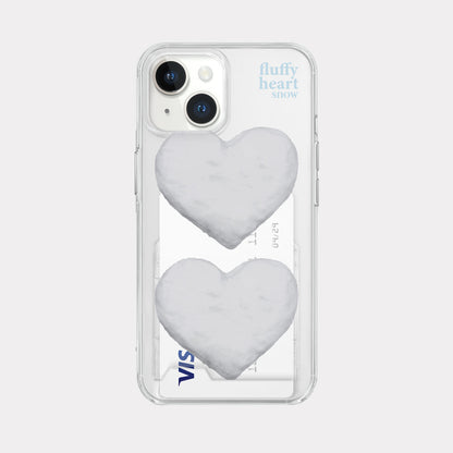 Fluffy Heart Snow Phone Case (Clear/Tank Clear/Clear card storage)