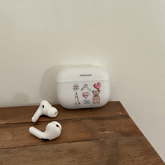 Mademoment Vintage Drawing Pattern Airpods Case (半透明殼)