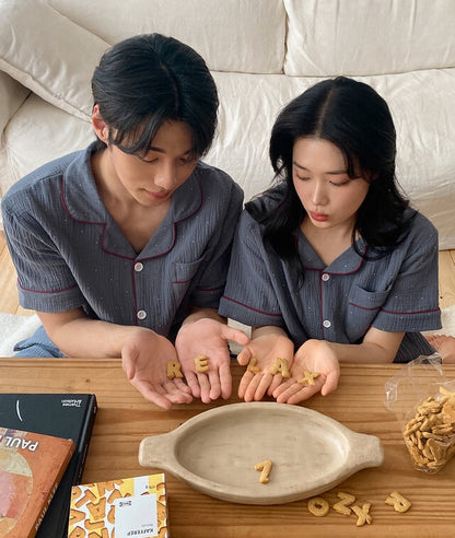 【買2套減$20✨】Juuneedu 7 Days Stripe Cotton Short Sleeves Pajamas (7色) 短袖睡衣