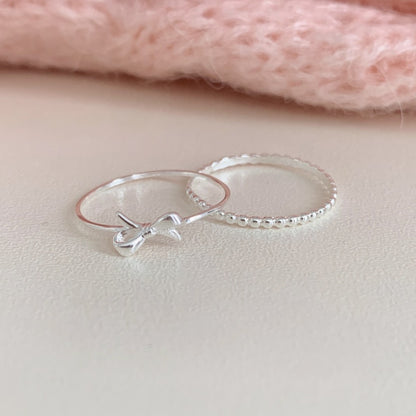 [Silver925] Alice Ribbon Layered Ring Set (2pcs)