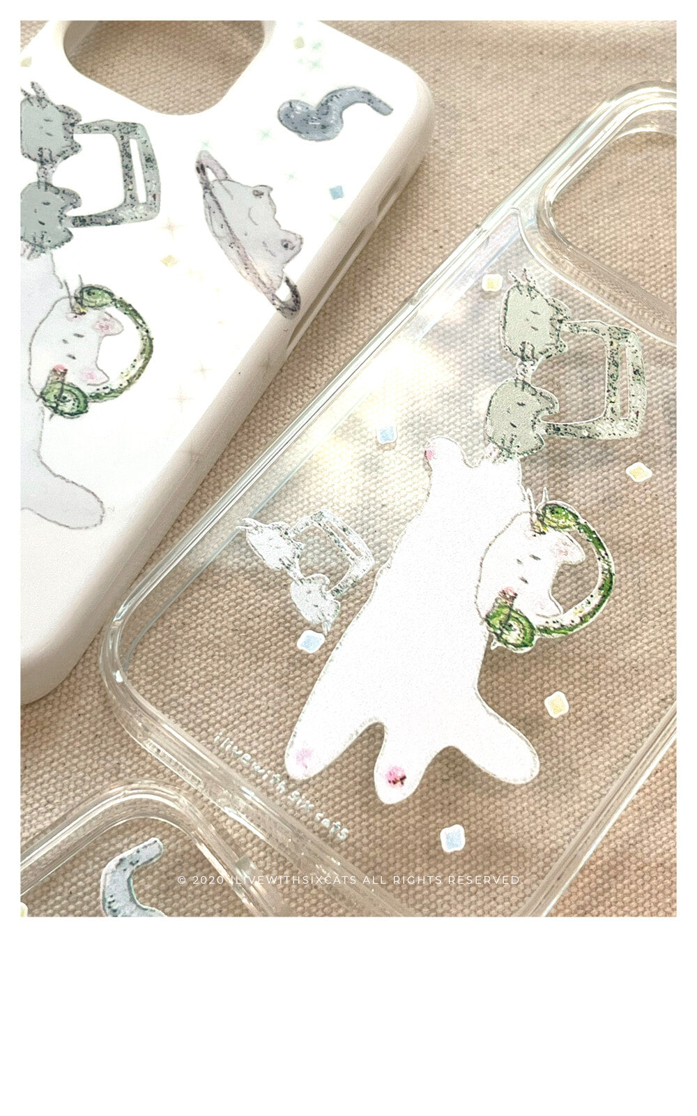 I live with six cats meow teahouse phone case (Jelly Hard 透明殼)