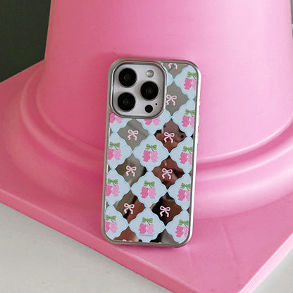 Cherry Gummy Checkerboard Phone Case (Mirror silver bumper case)