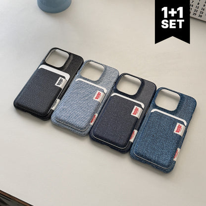【Set】Denim Color Label (Magsafe Hard) + Card Slot