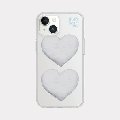 Fluffy Heart Snow Phone Case (Clear/Tank Clear/Clear card storage)