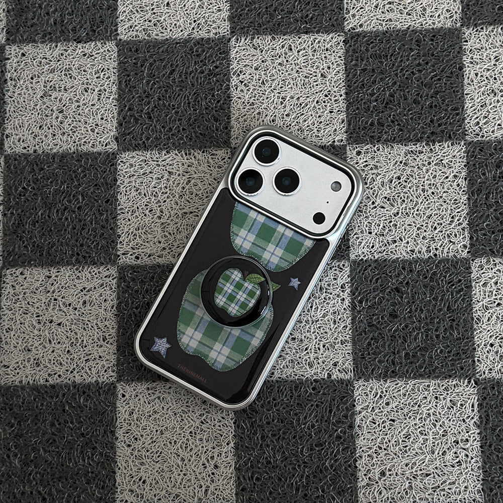 Vintage Gingham Patch Phone Case (Silver bumper)