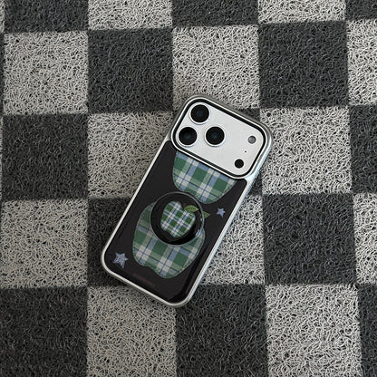 Vintage Gingham Patch Phone Case (Silver bumper)