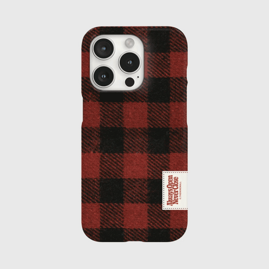 Fluffy Checked Label Phone Case (Hard/Card Storage/Magsafe)