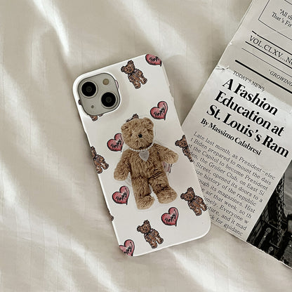 Heart Teddy Pattern Phone Case (Hard 普通硬殼) (2色)