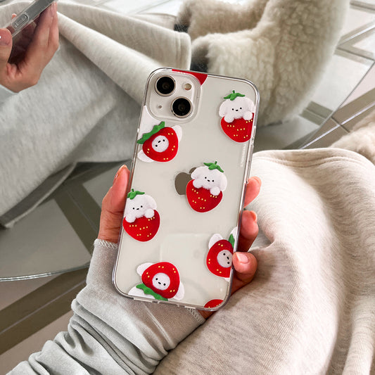 Pattern Strawberry Ppokku Phone Case (Clear/Tank Clear/Clear Card Storage)