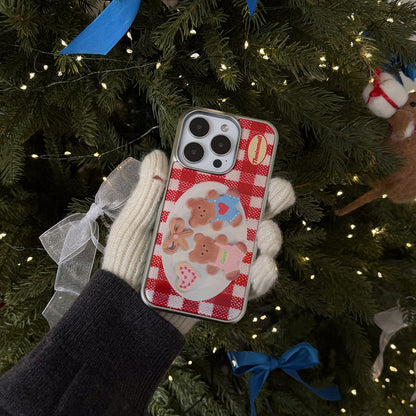 Gummy Cookie Check Pattern Phone Case (Silver bumper)