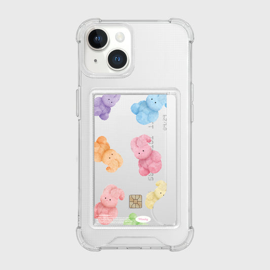 Rainbow Teddy Windy Pattern Phone Case (Card Pocket)