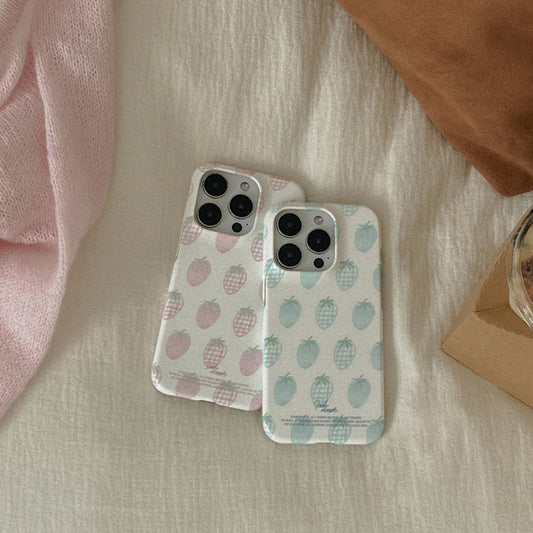 Strawberry Check Pattern Phone Case (Hard/Card Storage/Magsafe)