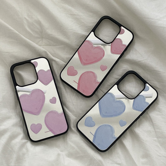 Clear Heart Pattern Mirror Bumper Case (鏡面殼) (3色)